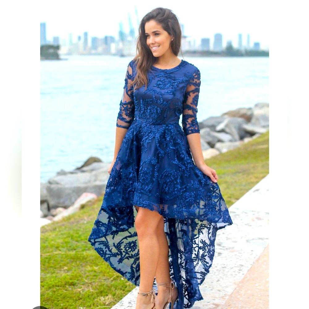 Navy high low dress